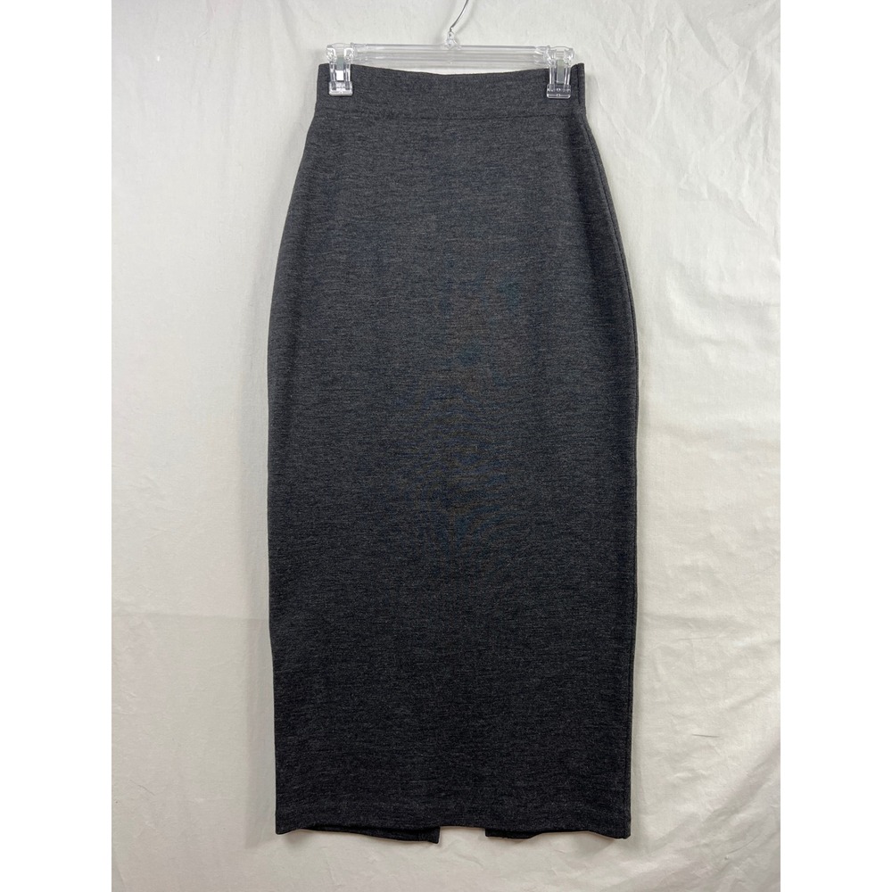 Andrea Jovine Skirt Womens M Gray 100% Wool Knit High Waist Maxi Back Vent